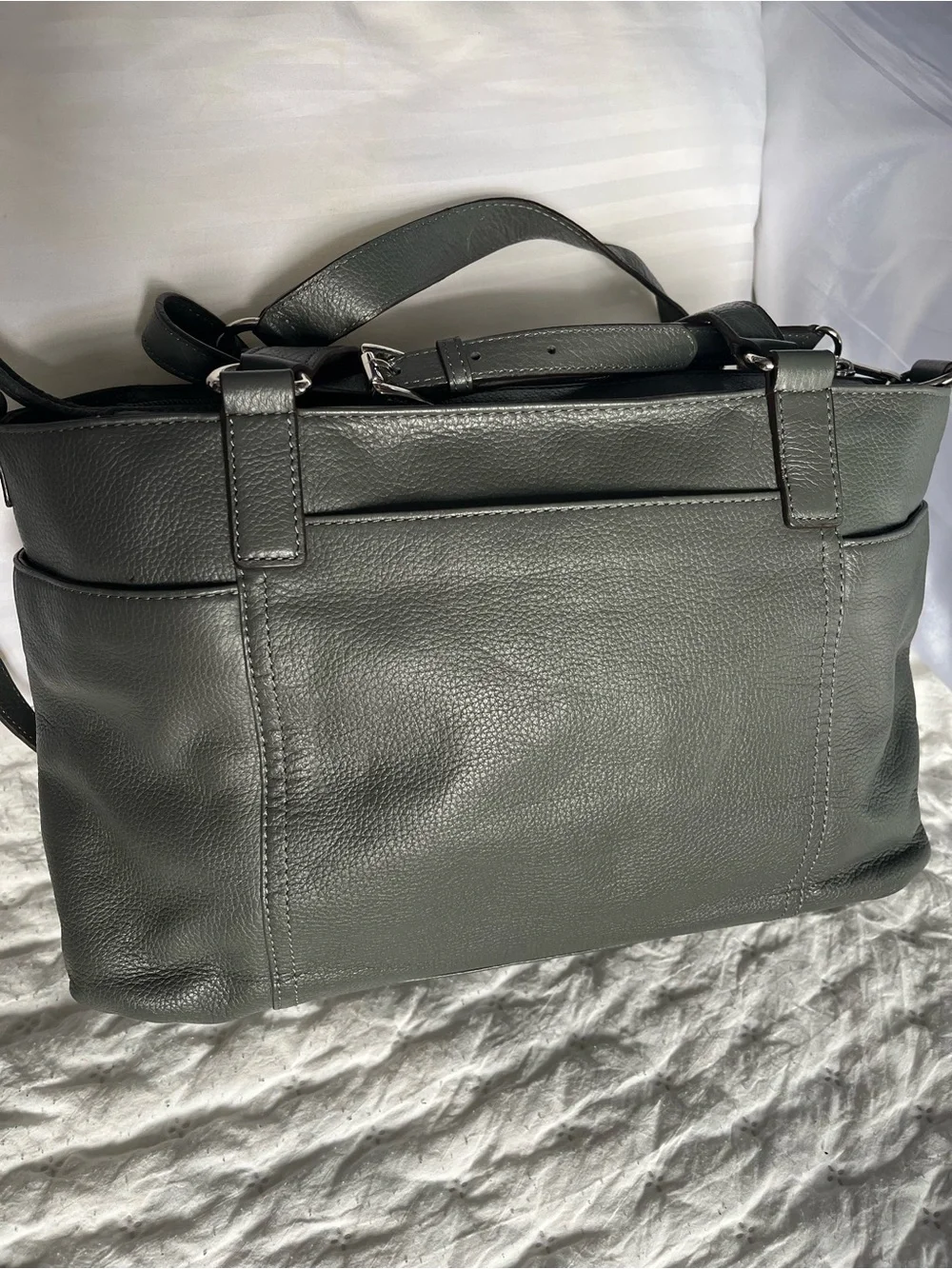 Michael Kors Pebbled Leather Shoulder Tote in Dark Gray